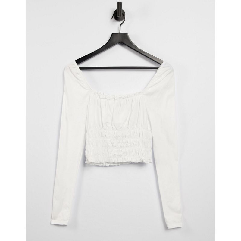 T-shirt e Canotte Top Miss Selfridge - Top arricciato con scollo quadrato bianco