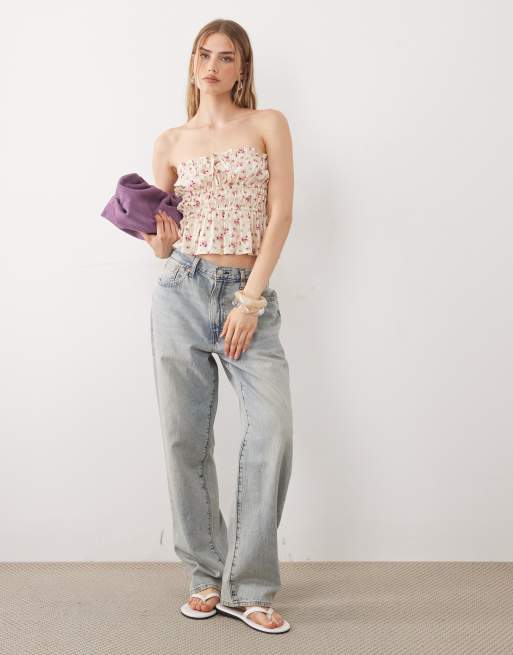 Miss Selfridge - Top bandeau froncé à petites fleurs vintage, 2 de 4