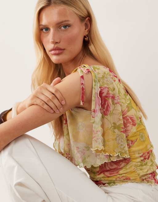 Miss Selfridge - Top cache-cœur fendu à imprimé fleurs, 3 de 4