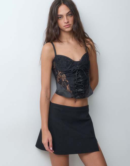 Miss Selfridge top corsé de encaje en negro, 3 de 5