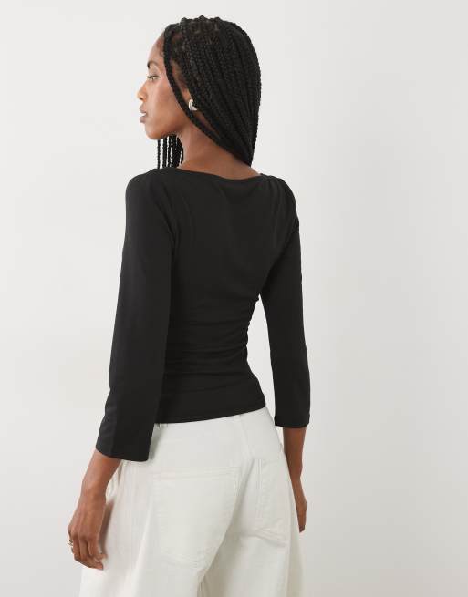 Miss Selfridge top corset à coutures sculptantes portefeuille noir, 4 de 4