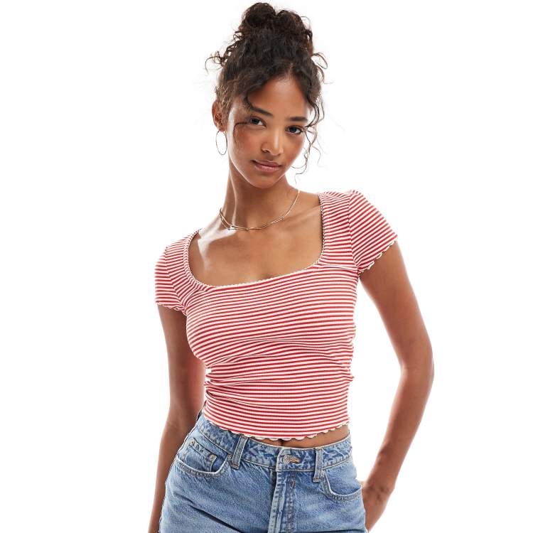 Haut Été Rayé Miss Selfridge – Taille 4, Femme, Multicolore, Viscose Élastane