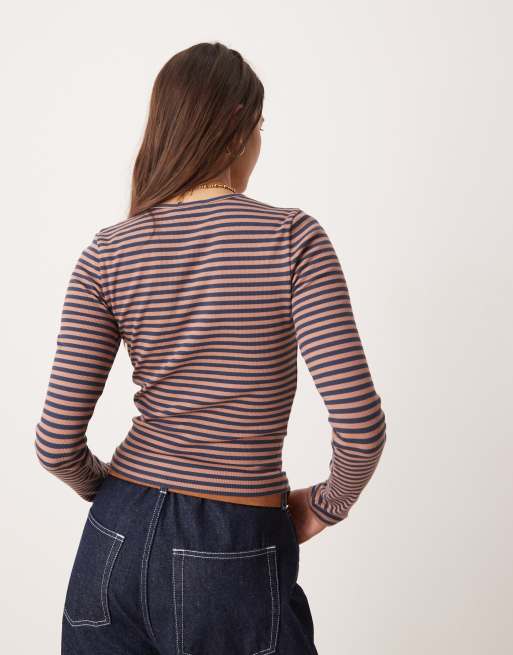 Ensemble Jupe Et Crop Top Miss Selfridge – Rayé Bleu Marine Et Blanc – Taille 6 – Très Bon état