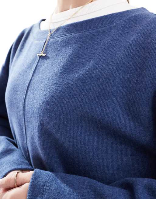Miss Selfridge - Top côtelé doux oversize à manches longues - Bleu, 3 de 4