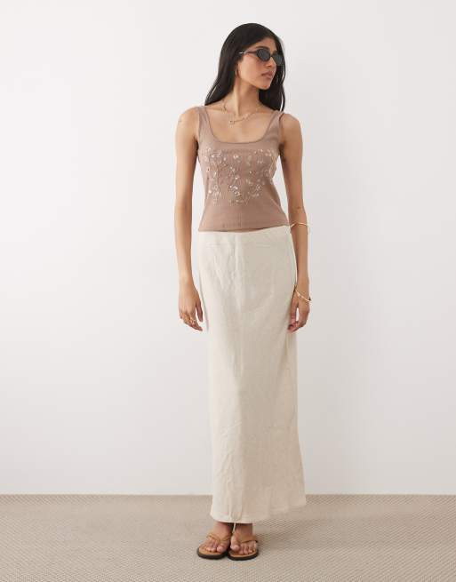 Miss Selfridge - Top côtelé ornementé à encolure carrée - Chocolat, 2 de 4
