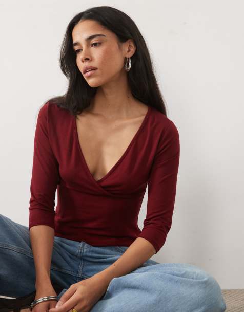 Miss Selfridge - Top cruzado en ciruela - view 1