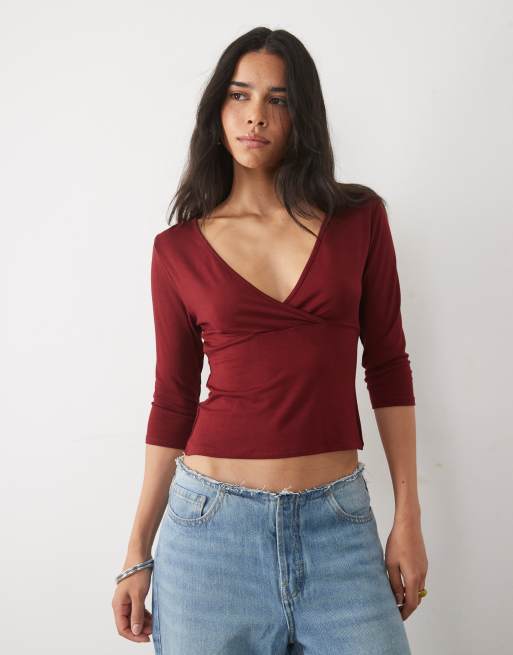 Miss Selfridge - Top cruzado en ciruela, 3 de 4