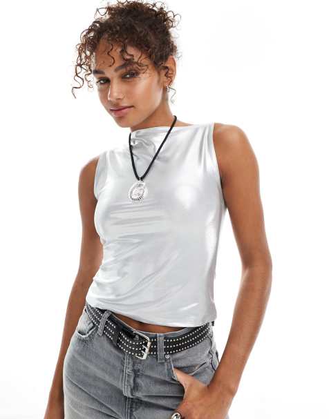 Miss Selfridge - Top da festival argento scintillante - view 1