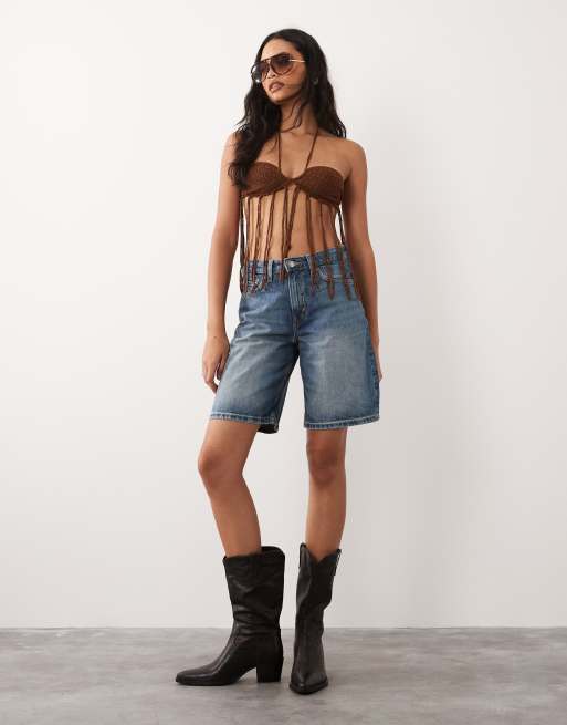 Miss Selfridge - Top de festival style brassière au crochet à franges - Chocolat, 2 de 4
