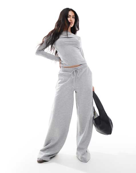 Miss Selfridge - Top d'ensemble doux au toucher à manches longues et fronces - Gris chiné - view 1