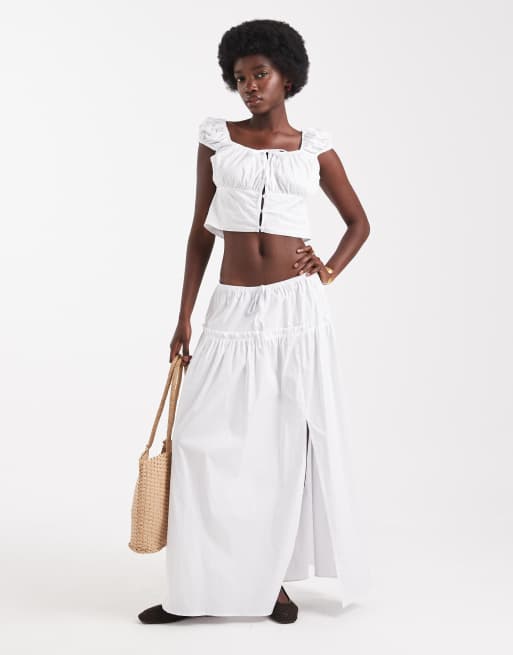 Miss Selfridge - Top d'ensemble tendance folk en popeline - Blanc, 4 de 4