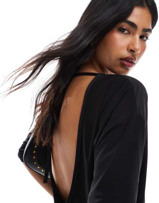 Miss Selfridge - Top dos nu doux au toucher avec manches chauve-souris, 3 de 4