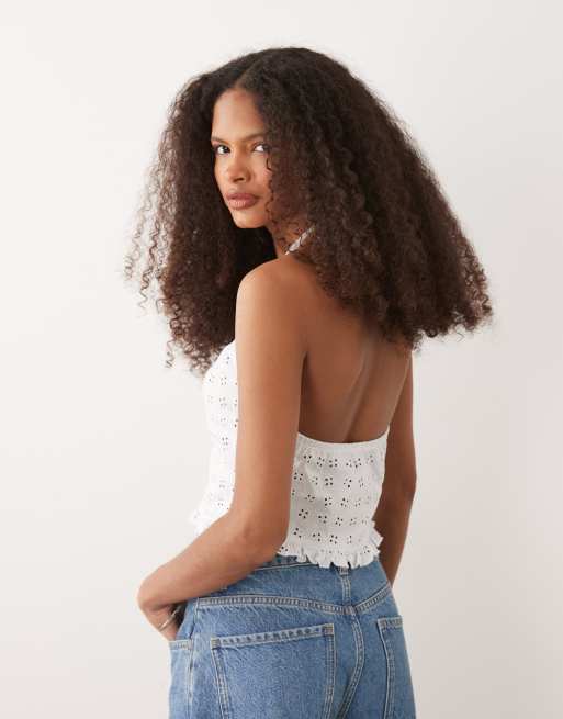 Miss Selfridge - Top dos nu style corset en broderie anglaise - Crème, 4 de 4