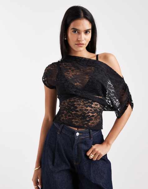 Miss Selfridge - Top in pizzo con spalla scoperta - view 1