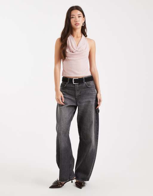 Miss Selfridge - Top med halterneck og vandfaldsudskæring og glimmer, 2 af 4