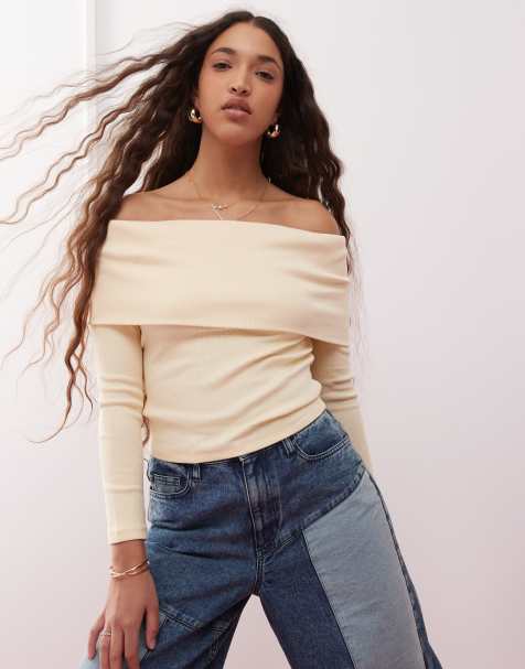 Miss Selfridge - Top met brede omslag in geel - view 1