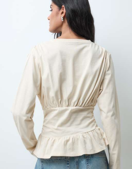 Miss Selfridge top peplum froncé à manches longues, 5 de 5