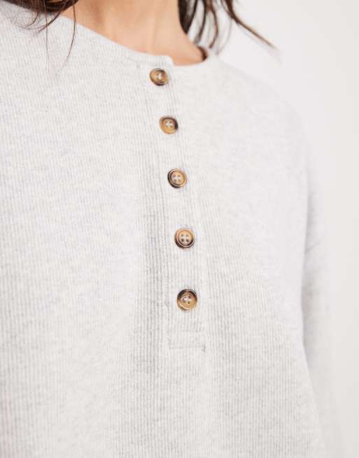 Miss Selfridge - Top serafino grigio chiaro in coordinato, 3 di 4