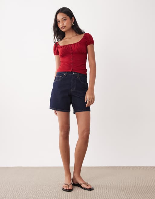 Miss Selfridge - Top tendance folk à détail boutonné - Rouge, 2 de 4