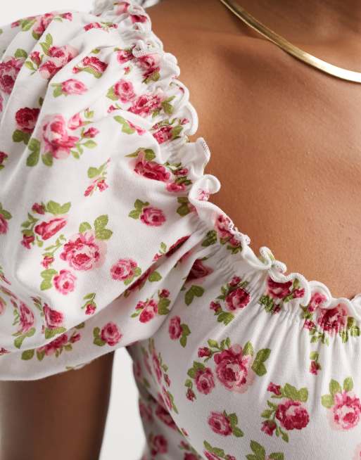 Miss Selfridge - Top tendance folk à laçage - Imprimé fleurs , 4 de 4