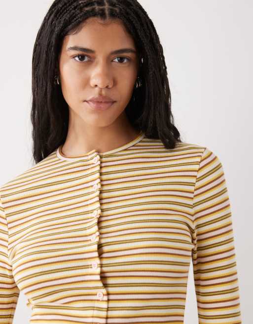 Miss Selfridge – Top w paski zapinany na guziki, 4 z 4