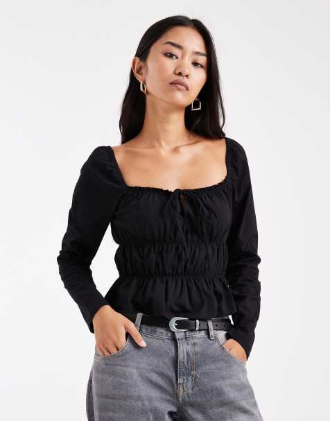 Miss Selfridge – Top w stylu milkmaid z długimi rękawami - view 1