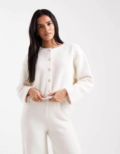 Miss Selfridge – Top zapinany na perłowe guziki z prążkowanej szczotkowanej dzianiny - view 1