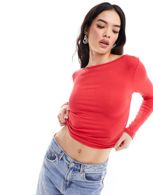 Miss Selfridge - Top zonder achterkant met strikbanden in rood, 2 van 4