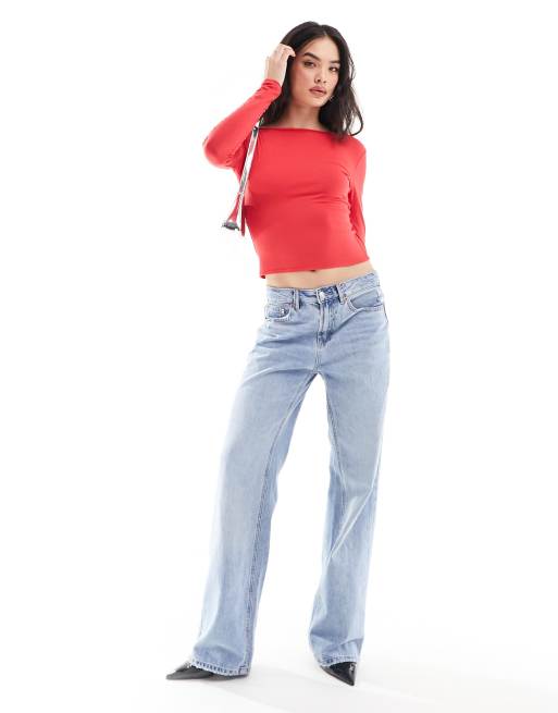 Miss Selfridge - Top zonder achterkant met strikbanden in rood, 3 van 4