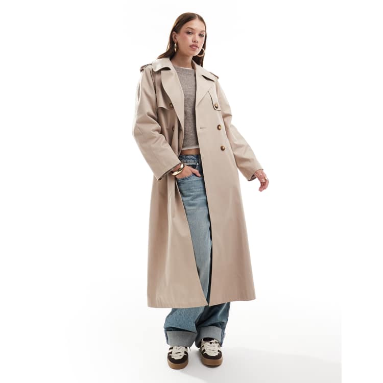 Miss Selfridge traditional oversized trench coat in stone ASOS