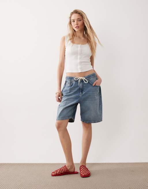 Miss Selfridge – Trägertop aus Pointelle in Weiß mit Knopfleiste und Spitzenborte, 2 von 4