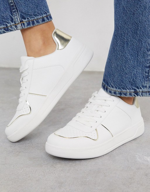 Miss Selfridge trainers in white and gold