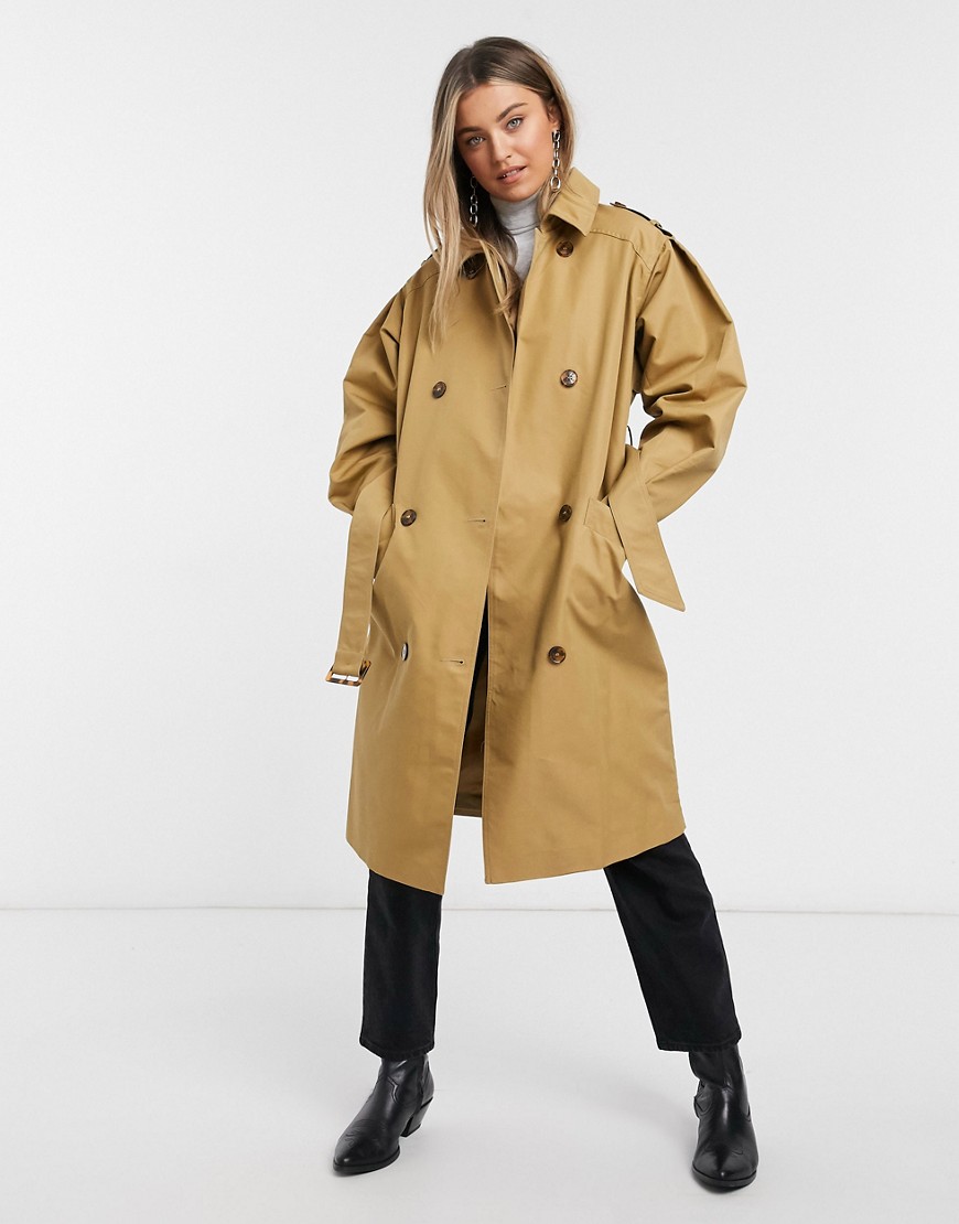 Miss Selfridge trench coat in camel-Brown
