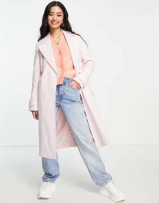 Miss Selfridge trench coat in light pink - ASOS Price Checker