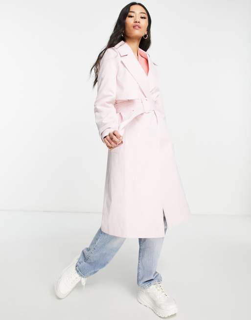 Ladies pink 2025 trench coat