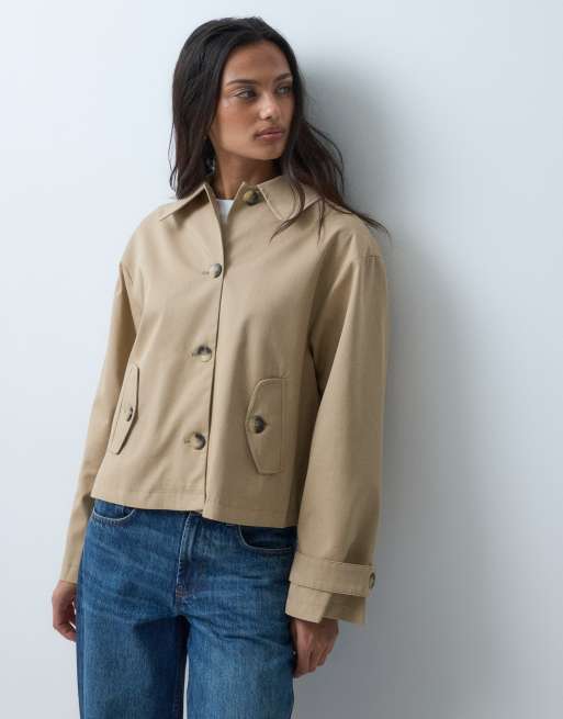 Miss Selfridge - Trench corto color cuoio con fiocco sul retro, 5 di 5