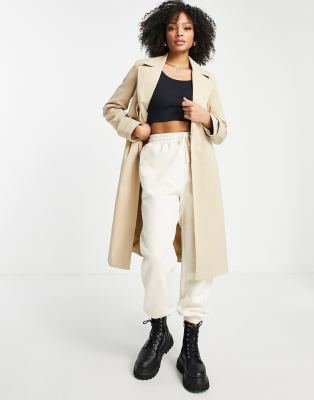 Miss Selfridge trench coat in stone - ASOS Price Checker