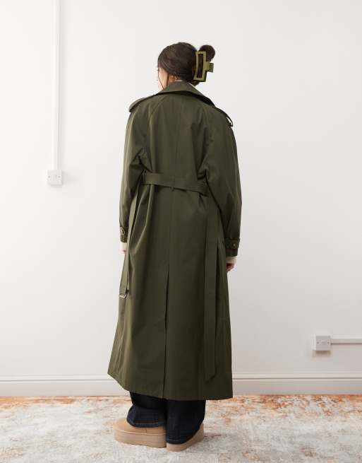 Miss Selfridge – Trenchcoat in Khaki mit Gürtel, 4 von 4