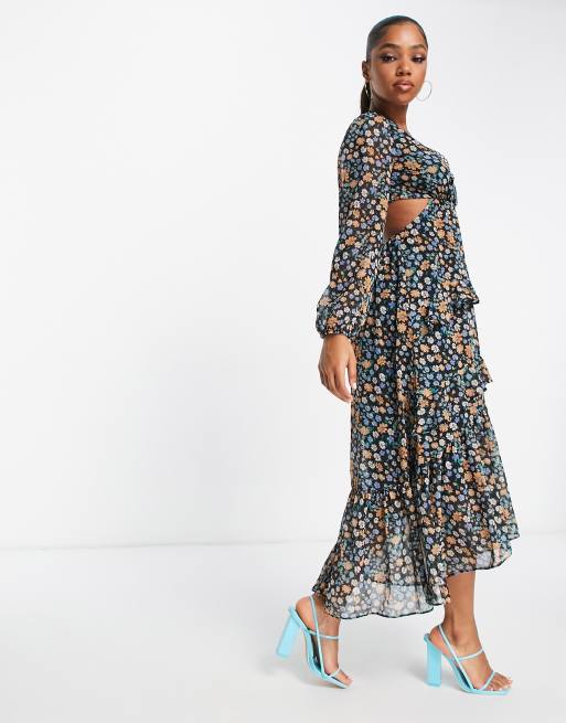 Tiered chiffon store maxi dress