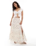 [Miss Selfridge] Miss Selfridge trim insert tiered maxi skirt-Multi 14 Multi