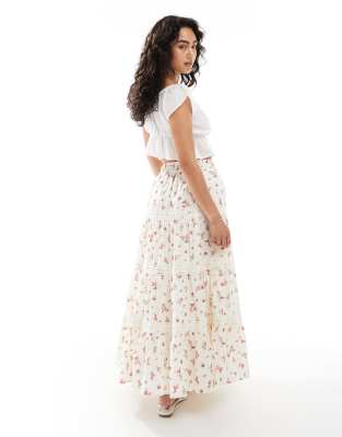 Miss Selfridge Trim Inserts Tiered Maxi Skirt-multi In Multi
