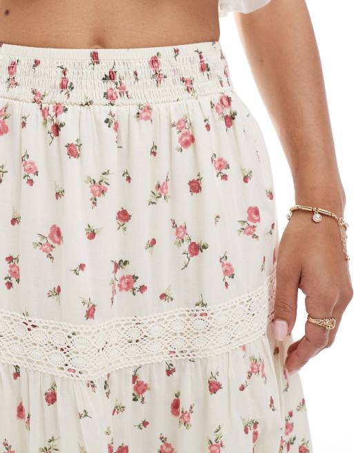 Miss Selfridge trim inserts tiered maxi skirt