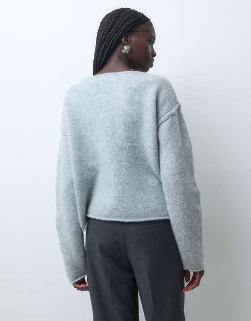 Miss Selfridge trui met versiering en ruime pasvorm in grijs, 2 van 5