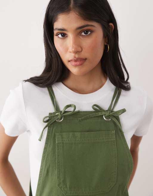 Miss Selfridge - Tuinbroek playsuit in kaki, 3 van 4