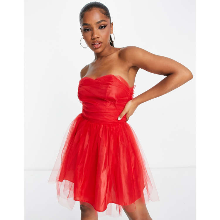 Miss Selfridge tulle frill detail prom mini dress in red ASOS