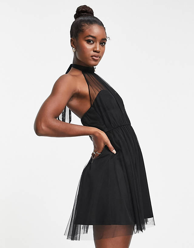 Miss Selfridge tulle mini dress in black