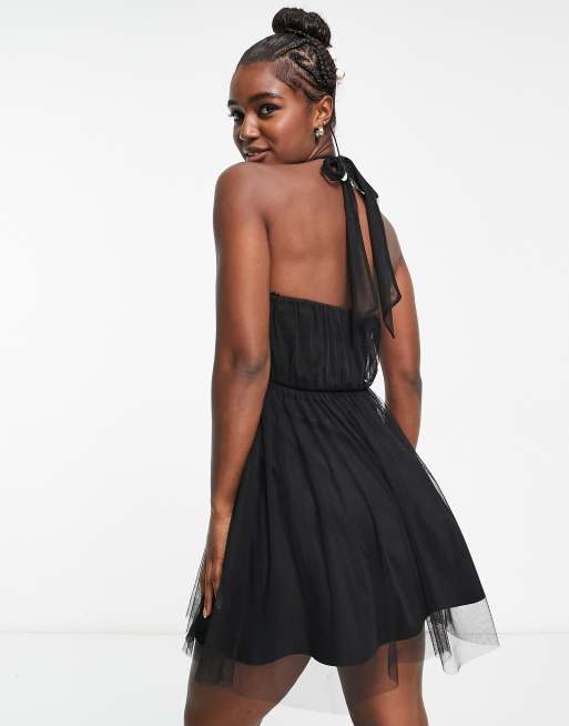 Miss Selfridge tulle mini dress in black ASOS