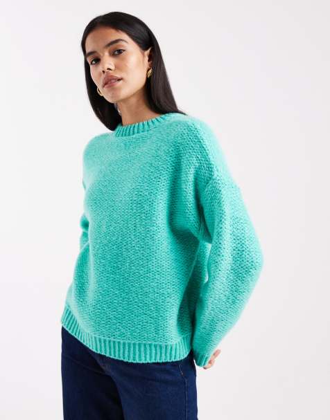 Miss Selfridge - Turkisblå striktrøje i bouclé - view 1