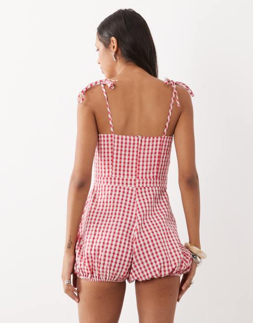 Miss Selfridge - Tuta corta a palloncino a quadretti, 4 di 4
