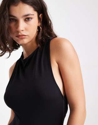 Miss Selfridge Twist Back Bodysuit In Black